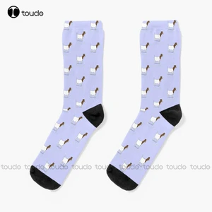 Long Eared (Boer) Goat On Lilac Background Socks Unisex Adult Teen Youth Socks Personalized Custom 360° Digital Print Funny Sock