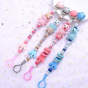 4 Colors Baby Pacifier Clips Handmade Making Cute Crown Holder Chain Silicone For Babies Teething Toy Newborn Pacifier Chain
