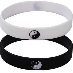2 Pcs Sports Tai Chi Bracelet Lovers Silicone Bracelets Men Silica Gel Yin Yang Jewelry