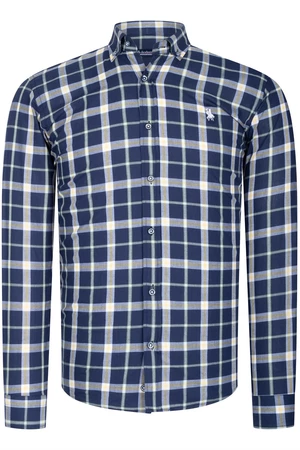 G742 DEWBERRY MEN'S SHIRT-STRIPED NAVY BLUE-YELLOW