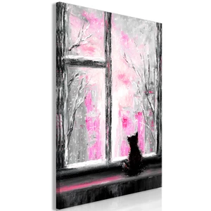 Obraz - Longing Kitty (1 Part) Vertical Pink