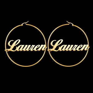 Stainless Steel Custom Name Hoop Earring Personalise Nameplate Letter Jewelry Girl Round Circle Piercing Customizded Oorbellen