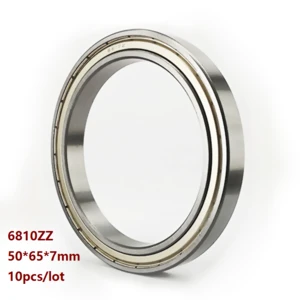 10pcs/lot 6810ZZ 6810 ZZ 50*65*7mm Double metal cover Thin Wall Deep Groove Ball bearing Deep Groove Ball Bearing 50×65×7mm