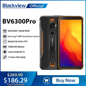 BLACKVIEW BV6300 Pro Rugged Phone Helio P70 6GB+128GB Smartphone 4380mAh Android 10.0 Mobile Phone IP68 Waterproof Cellphone