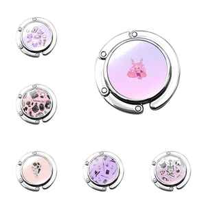 Girly Pastel Witch Goth Cartoon Cute Gift Design Foldable Purse Hook for Women's Table Handbag Storage Folding Decor Table Hook