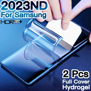 2 Piece Hydrogel Screen Protector For Samsung Galaxy S22 S21 Ultra S20 Fe S8 S9 S10 Plus Full Cover Film A13 A12 A53 A52 A51 A71