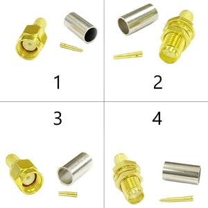 DexMRtiC 1-10PCS SMA Male Plug /Female Jack RF Coax Connector Crimp For RG58 LMR195 Cable Wire Terminal Straight Adapter