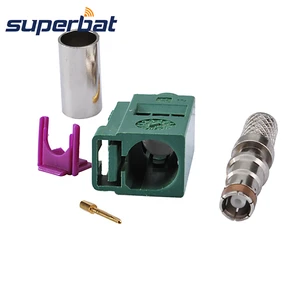 Superbat Fakra E Green /6002 Car TV1 Female Crimp RF Coaxial Connector for Cable LMR195 RG58