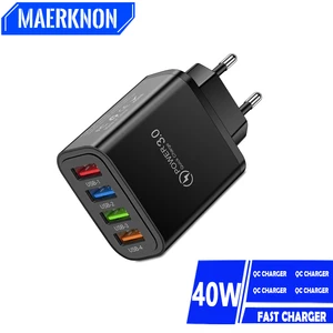 40W Phone Charger QC3.0 Quick Charging For IPhone 13 14 Pro Max Four Ports USB Charger For Xiaomi 11 13 Samsung Galaxy S22 S23