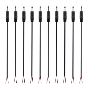 10Pcs Replacement Male Plug to Bare Wire Open End TS 2 Pole Mono 1/8inch 3.5mm Plug Jack Connector Audio Cable Repair