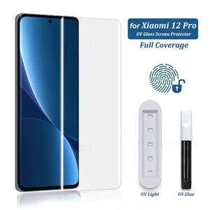UV Screen Protector For Xiaomi 12 Pro Tempered Glass Film Full Screen Glue For Xiaomi 12X 12S Pro 12S Ultra Full Cover UV Glass