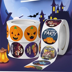 1pices Halloween Pumpkin Ghost Round Handmade Packaging Sealing Label Sticker DIY Halloween Gift Stickers Halloween Decor