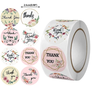 500 Pcs Romantic Flowers Thank You Stickers Party Gift Wraps Label Decorative Stickers