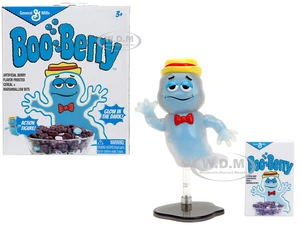 Boo Berry 3.5" Moveable Glow-in-the-Dark Figure with Stand and Cereal Box "Monster Cereals" 1/12 Scale Model by Jada