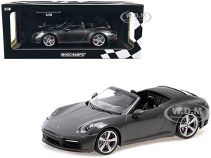 2019 Porsche 911 Carrera 4S Cabriolet Dark Gray Metallic Limited Edition to 504 pieces Worldwide 1/18 Diecast Model Car by Minichamps