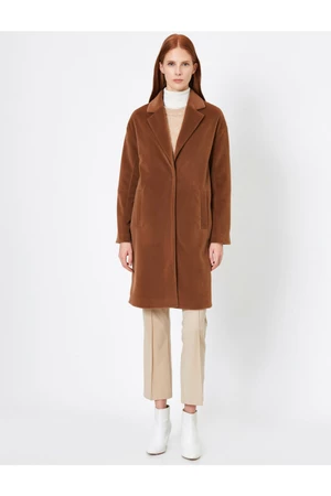 Koton női barna zseb részletes kabát