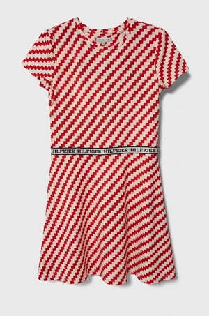 Dievčenské šaty Tommy Hilfiger červená farba, mini, áčkový strih