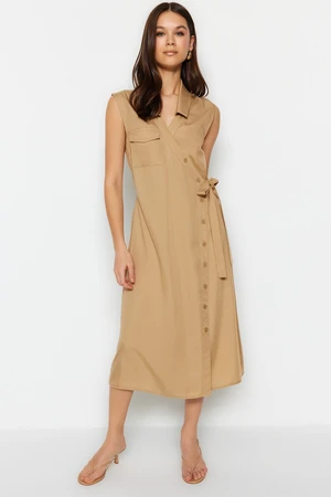 Trendyol Mink Double Breasted Woven Dress