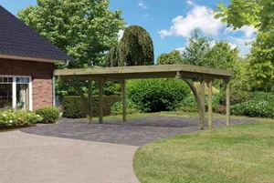 Dřevěný přístřešek / carport CLASSIC 1C s plechy Dekorhome