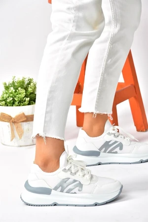 Fox Shoes White Fabric Thick Soled Sneakers Sneakers