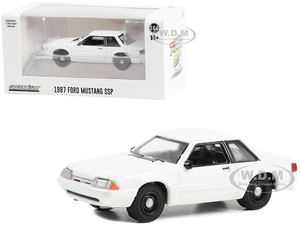 1987-1993 Ford Mustang SSP Police White "Hot Pursuit" "Hobby Exclusive" Series 1/64 Diecast Model Car by Greenlight