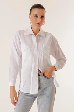 By Saygı Shirt with Scalloped Collar And Pockets