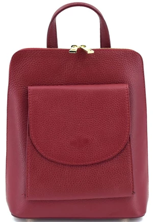 Dámský / dívčí kožený batoh a kabelka v jednom / Arteddy - tmavě červená
