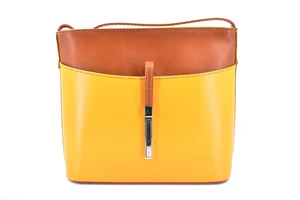 Dámská kožená kabelka crossbody Arteddy - hořčicová/světle hnědá