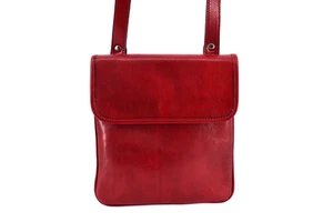 Kožená taška přes rameno crossbody - červená