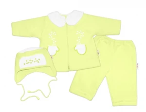 Kabátek, čepička a kalhoty Baby Nellys ®- zelená, vel. 62 (2-3m)