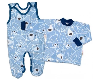 Baby Nellys  2-dílná sada, bavlněné dupačky s košilkou Medvídek, modrá, vel. 68 (3-6m)