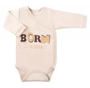 EEVI Kojenecké body dl. rukáv, zapínání bokem Happy Baby  - béžové, vel. 56 (1-2m)