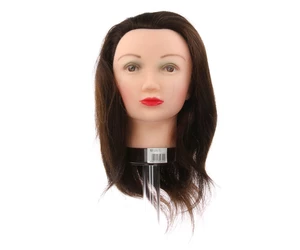 Cvičná hlava s přírodními vlasy Mila Technic - 30-35 cm, hnědá (0068370) + dárek zdarma