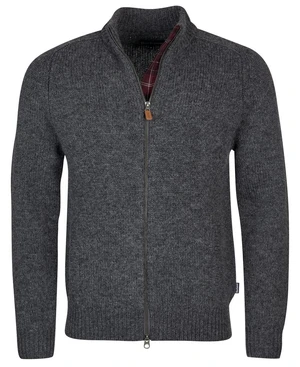 Barbour Zapínací vlnený sveter Barbour Calder Knitted Zip Thru - Charcoal Marl