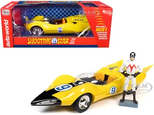 Shooting Star 9 Yellow and Racer X Figurine "Speed Racer" Anime Series 1/18 Diecast Model Car by Auto World