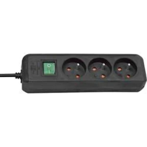 Zásuvková lišta Brennenstuhl 1152304, Eco-Line s vypínačem, 3x, černá, CZ
