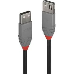 Kabel LINDY LINDY 0,5m USB 2.0 Typ A m/f Anthra Line 36701, 50.00 cm, černá