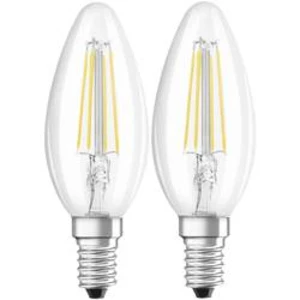 LED žárovka OSRAM 4052899972186 230 V, E14, 4 W = 40 W, teplá bílá, A++ (A++ - E), tvar svíčky, vlákno, 2 ks