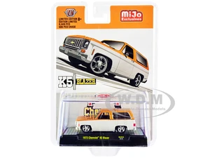 1973 Chevrolet K5 Blazer Orange Metallic and White Metallic Limited Edition to 6600 pieces Worldwide 1/64 Diecast Model Car by M2 Machines