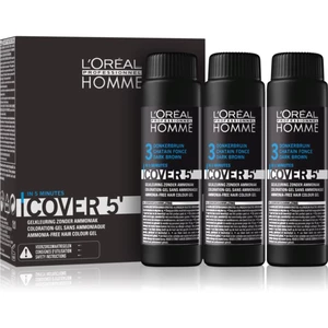L’Oréal Professionnel Homme Cover 5' tónovací barva na vlasy odstín 3 Dark Brown 3x50 ml