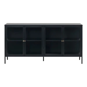 Čierna vitrína Unique Furniture Carmel, dĺžka 170 cm