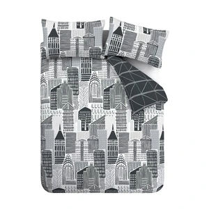 Čierno-sivé obliečky Catherine Lansfield Citylife, 200 x 200 cm