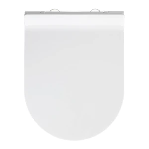 Biele WC sedadlo s jednoduchým zatváraním Wenko Habos, 46 × 36 cm