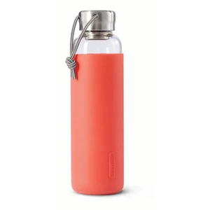 Sklenená fľaša na vodu s červeným silikónovým obalom Black + Blum G-Bottle, 600 ml