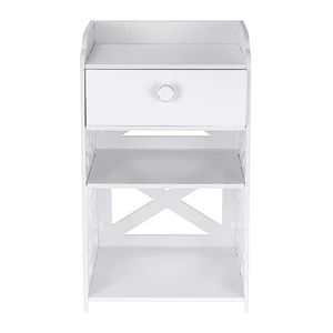 30*30*50cm Retro Rural Style White Bedside Table Shelf Rack Cosmetic Storage Shelf