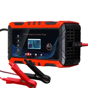 12V 6A Pulse Repair Battery Charger LCD Display Accumulator Charging AGM/GEL Lead-acid Batteries Charging Touch Screen C