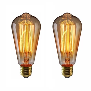 KINGSO 2Pcs/Pack E27 Edison Incandescent Bulb Vintage Lamp Filament Retro ST64 40W 110V Warm White Ideal for Decoration