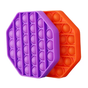 CHARMINER 2Pcs Orange Purple Bubble Fidget Toy Set Hexagon Portable Silicone Squeeze Sensory Toy Stress Relief Decompres