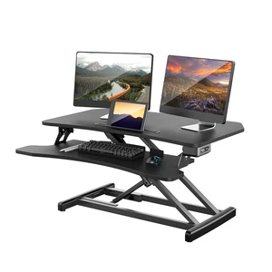 BlitzWolf® BW-ESD2 Electric Powered Standing Desk Converter 34 inch Wide Workstation Adjustable Height Dual Monitors Des