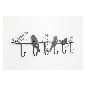 Čierny kovový nástenný vešiak Kare Design Birds, šírka 85 cm